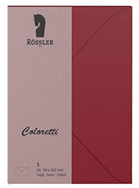 Rössler 220705572 - Coloretti Briefumschläge, 80 g/m², DIN C6, rosso, 5 Stück