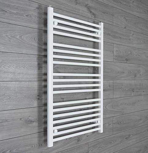 companyblue 700mm wide x 1000mm high Heated Towel Rail Straight Flat White Bathroom Warmer Radiator Rack Central Heating