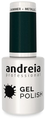 Andreia Semi-Permanent Nail Gel Polish for UV/LED Lamp - Intense Shine and 4 weeks Lasting Manicure Nail Gel Varnish - Colour 282 Dark Metallic Green - Shades of Blue - 10.5 ml