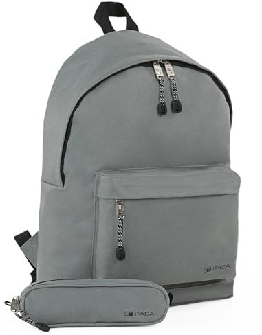 ITACA - Mochila Unisex Grande para Escuela, Instituto y Universidad - Ligera, Resistente, Multiusos, Ideal para Chicos y Chicas, Viaje y Deporte, Gris