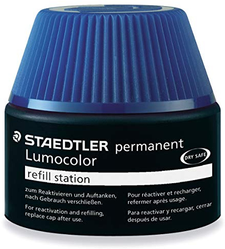 STAEDTLER 487 17-3 Lumocolor permanent Universalstift Nachfüllstation für 313/314/317/318, 15-20x Nachfüllen, blau