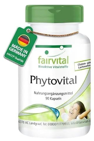 fairvital Phytovital, 90 gélules, extrait de grenade, pépins de raisin, thé vert, ortie et ginkgo biloba, etc., contient de précieux acides ellagiques, OPC et EGCG, HAUTEMENT DOSÉ, VÉGÉTALIEN