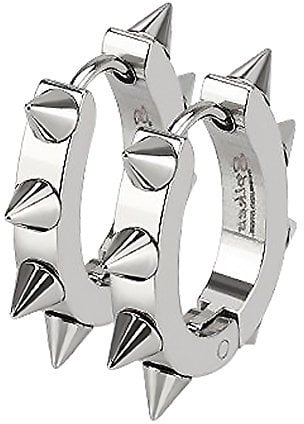 Creolen Klappcreolen Ohrringe Edelstahl Spikes Stacheln Herren Damen Gothic Punk silber