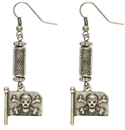 W WIDMANN MILANO Party Fashion 46743 - Ohrringe mit Piratenflagge, Schmuck, Pirat, Seeräuber, Karneval, Mottoparty