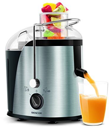 SENCOR SJE 741SS Entsafter Gemüse und Obst (400 Watt, BPA Frei, 2 Geschwindigkeiten) edelstahl