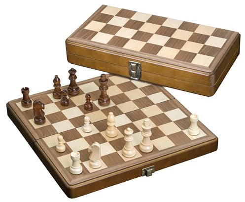 Philos 2625 - Schach, Schachspiel, Schachkassette Walnuss medium, Feld 33 mm, Königshöhe 65 mm, Holz
