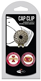 Team Golf NCAA Iowa State Cyclones Cap Clip mit 2 Golfballmarkern, Golfkappen-Clip mit 2 abnehmbaren doppelseitigen magnetischen Emaille-Ballmarkierern, lässt sich leicht an Hüten befestigen