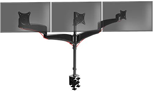 Duronic DM453 Monitorarm, Monitor Halterung 3 Bildschirme bis 27 Zoll | LCD LED Display Ständer bis 8 kg, Höhenverstellbar, Neigbar -90° bis +45°, Drehbar 360°, Monitorhalterung 3fach VESA Arm