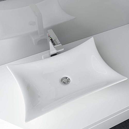 Waschbecken24 57 x 44 x 12 CM Design Keramik Waschbecken Aufsatzwaschbecken Handwaschbecken Waschplatz Waschtisch für Badezimmer Gäste-WC A68