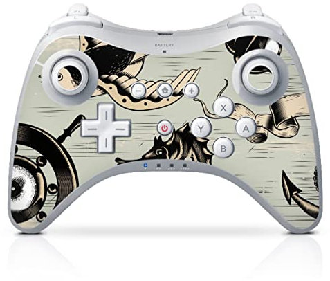 DeinDesign Skin kompatibel mit Nintendo Wii U Pro Controller Folie Sticker Anker maritim Seefahrer