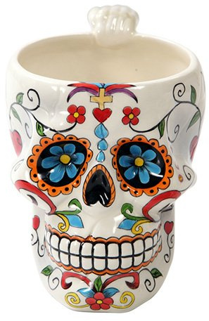 Pacific Giftware Colorful Day of The Dead Skull Head Ceramic Drinking Mug