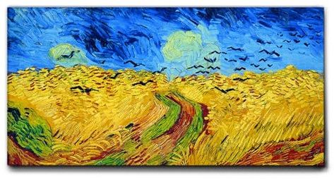 Giallobus - Gemälde - Vincent Van Gogh - Weizenfeld mit Krähenflügen - Leinwand mit Standardrahmen - 100x50 - Bereit zum Aufhängen - Moderne Gemälde für zu Hause