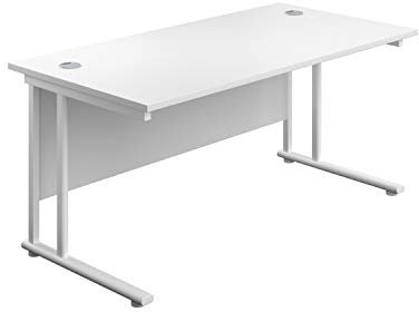 office hippo Freitragender Schreibtisch, 1200 mm, rechteckig, Holz, Weißer Rahmen, weiße Oberseite, 120 cm