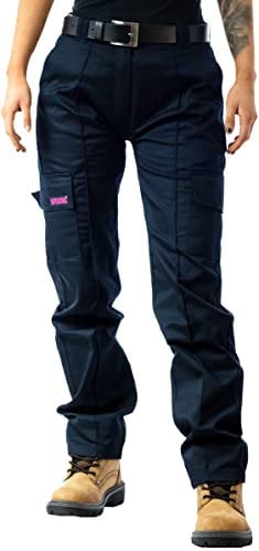 SITE KING Ladies Cargo Combat Work Trousers Size 8 to 22 (8 / Short Leg, Navy)