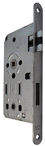 Alpertec Einsteckschloß Objektschloß DIN LINKS für Badtüren WC Edelstahl matt Schloss, Schlösser, Stulp 20 mm, rund, Vierkant 8 mm, Abstand 78 mm, 36053220