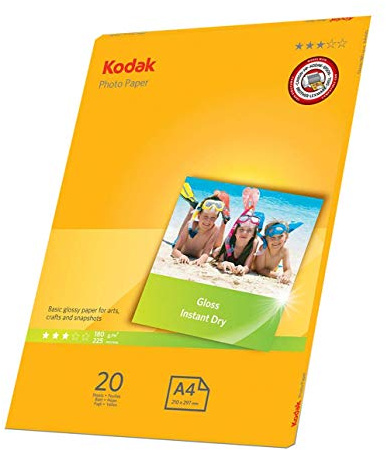 Kodak A4 Gloss Photo Paper Premium Printer Paper for Inkjet Printers A4-180gsm [20 Sheets]