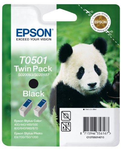 Epson T0501 Tintenpatrone Panda, Multipack, schwarz
