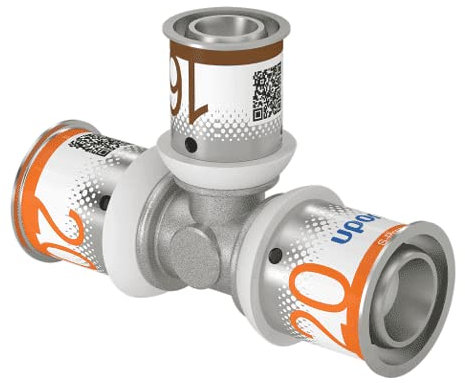 Uponor Verbund Press-T-Stück reduziert, MLC 20-16-20 PPSU Pressfitting