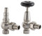 UK-20 BRN Arroll traditional manual Radiator valve in brushed nickel with FSC certified black wooden wheel head & lockshield