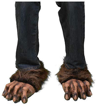 Horror-Shop Braune Werwolf Füße mit Kunstfell 2 Stück als Kostümzubehör - Latex
