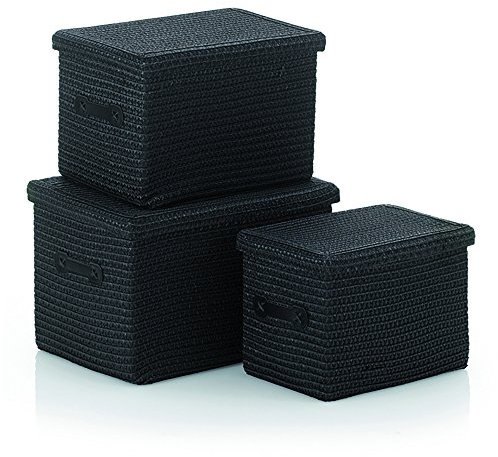 kela 32124 Korb-Set 3tlg, Unterschiedliche Größen, PP-Kunststoff, Rimossa, Schwarz, One Size