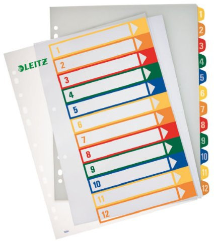 Leitz 1294 Projektregister bedruckbar 1- 12 5er Sparpack