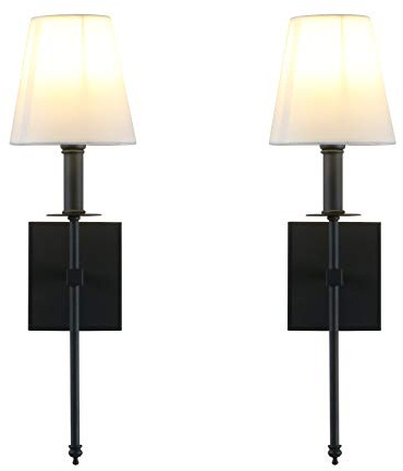 Yosoan Wandleuchte 2 Stücke Wandlampe Einfache Moderne Kreative Wandleuchtung mit Stoffschirme für Küche/Esszimmer/Schlafzimmer/Café/Bar/Club (2 Stück Schwarz Farbe)