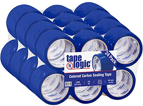 Tape Logic 7,6 cm x 45,7 m blaues Packband, 2,2 mm dick, Packung mit 24 Rollen, für Verpackung, Versand, Umzug und Farbcodierung