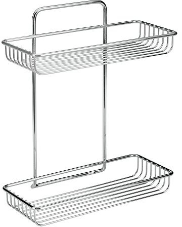 Metaltex 40431210080 - Griglia da scaffale Atlantis con Ventose, 2 Livelli, cromata