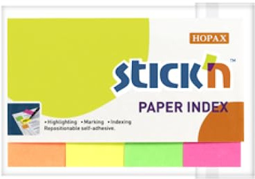Stick N 21205 Value 20 mm Index Tab - Neon Multi-Colour