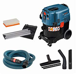 Bosch Professional aspirateur eau et poussière GAS 35 M AFC (sac jetable, coude, set suceurs droit pour sols Ø 35 mm, 1 filtre plissé plat PES, 3 tubes 0,35 m, flexible 5 m avec manchon)
