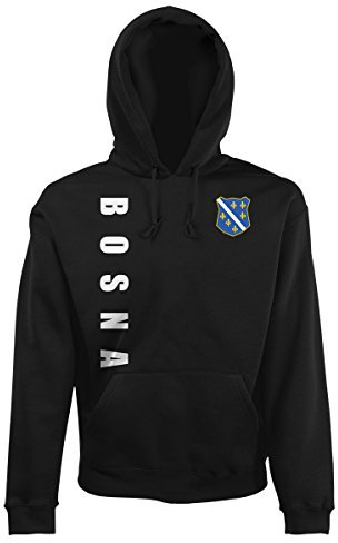 AkyTEX Bosnien Bosna EM-2020 Hoodie Wunschname Wunschnummer Schwarz M
