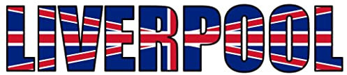 Skyline4u Aufkleber Liverpool Schriftzug Autoaufkleber Union Jack - 10x2,1cm