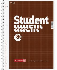 Brunnen 5 x Kollegblock Student A4 70g/qm rautiert 80 Blatt braun