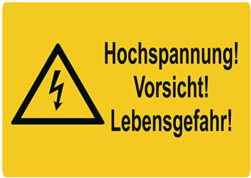 LEMAX® Aufkleber Warnschild, Hochspannung! Vorsicht! Lebensgefahr!, ISO 7010 Folie selbstklebend 52x37mm