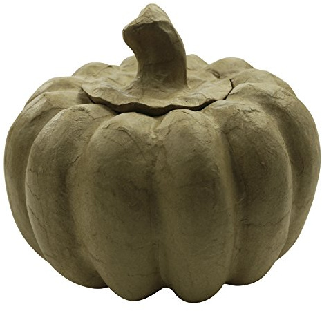 Décopatch BT033O Box in Kürbisform aus Pappmaché, 15 x 15 x 13 cm, zum Verzieren, perfekt für Halloween, Kartonbraun