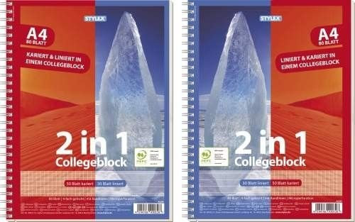 Toppoint 40032A Collegeblock - DIN A4, Duo kariert und liniert