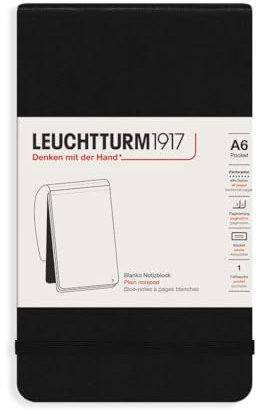 Leuchtturm1917 316831 Reporterblock A6 Pocket Lineatur: blanko, schwarz