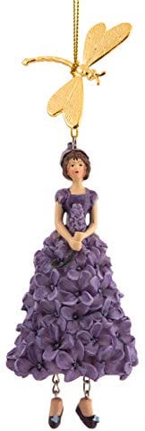 ROSEMARIE SCHULZ Heidelberg Flieder Blumen Mädchen mit Libelle zum Hängen Flower Fairy Figur Dekofigur Blumenfigur Skulptur Blumenkinder