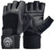 Weight Lifting Gloves - Soft Leather Gym Gloves With Wrist Support + Double Stitched Fingers And Palm - Breatheable Mesh Lycra On Back + Easy Open Finger Tab Size Adjuster, Size M