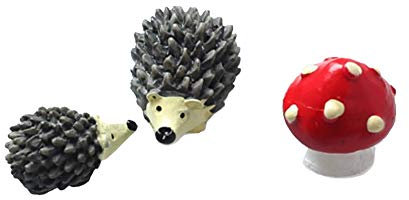 CJESLNA Miniatur-Gartenfigur Igel & Pilz Set