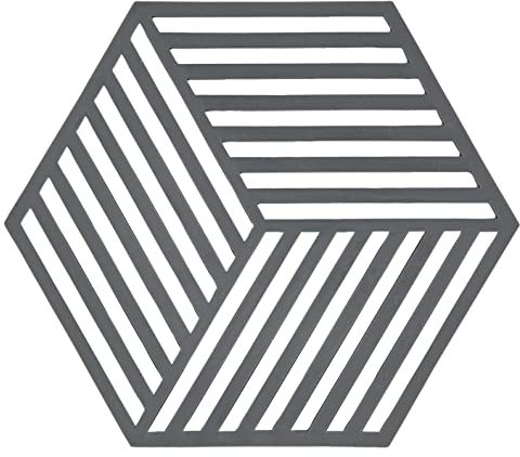 Zone Denmark Hexagon Topfuntersetzer Hitzebeständig, Silikon Untersetzer, Praktische und Dekorative Topf-Untersetzer, Spülmaschinenfest, 16 x 14 cm, Cool Grey