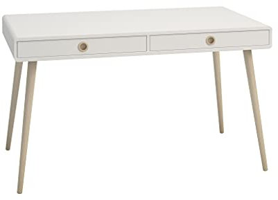 Hoppekids Schreibtisch Soft Line für das Büro, Bürotisch mit 2 Schubladen, 76 x 70 x 130 cm (H/T/B) , MDF Holz in Weiß