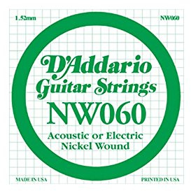 D'Addario NW060 Nickel Wound Electric Guitar Single String, .060