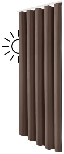 heimtexland ® Verdunklungsgardine Schlaufenschal Gardine Blickdicht mit Kräuselband Thermogardine Verdunklungsvorhang HxB 245x135 cm Schoko-Braun Typ139