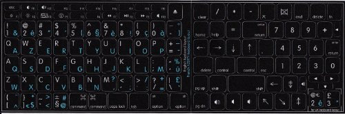 Sticker Autocollant Clavier Mac QWERTY English + AZERTY Français Noir 11mm*13mm