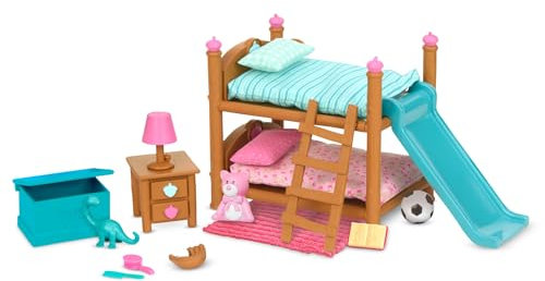 Li'l Woodzeez Juego de literas Muebles y Accesorios de Dormitorio en Miniatura - Juego de 18 Piezas con Cama, Juguetes, Libros y Mucho más - Regalos para niños Mayores de 3 años