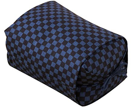 EMOOR Buchweizenschalen-Kissen (kariert-blau), hergestellt in Japan