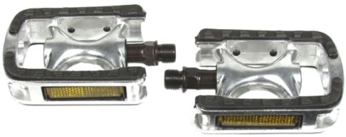WELLGO Pedal LU-975 Alu-Körper und Käfig, rutschfeste Trittflächen aus Kratongummi, 9/16, mit Reflektoren, silber