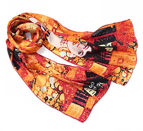 Prettystern Damen 160cm Kunstdrucke Seidenschal Jugendstil Gemälde - Gustav Klimt - Adele Bloch-bauer I (golden) P444